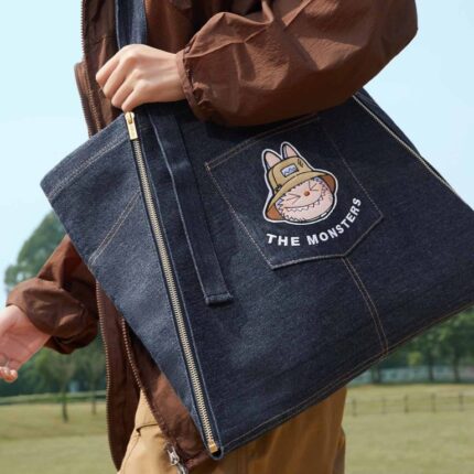 labubu denim apron bag — the monsters fall in wild series utility carry